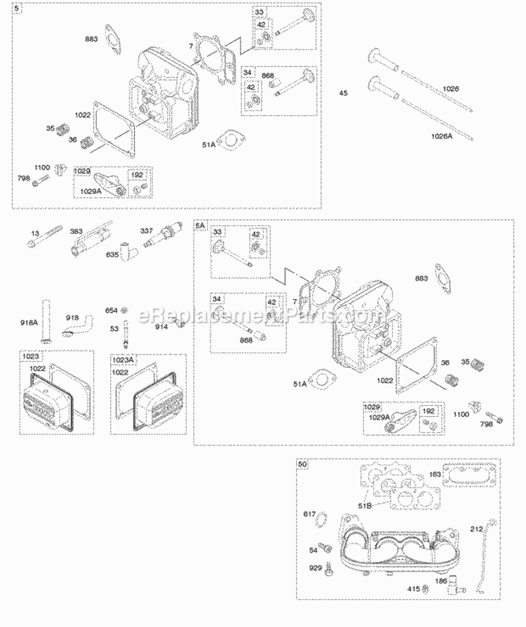 Cylinder Head Rocker Arm Cover Intake Manifold Diagram and Parts List for 40H777-0025-G5  Briggs and Stratton Engine
